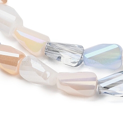 電気メッキガラスビーズ連売り  ツイスト  多面カット  桃パフ  7x4.5x4mm  穴：1.2mm  約60個/連  16.34''（41.5センチメートル）&nbsp;EGLA-P067-03A-01