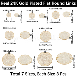 56 個 7 スタイル真鍮リンクコネクター  長持ちメッキ  フラットラウンド  24KGP本金メッキ  6~20x0.7~0.8mm  穴：1~1.5mm  8個/スタイル&nbsp;KK-BBC0016-81
