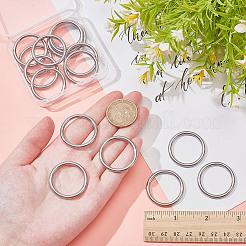 304ステンレススチール製リンキングリング16個  丸いリング  ソリッド  変色しない  ステンレス鋼色  31x3mm  内径：25mm&nbsp;STAS-AR0002-65A-P