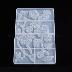 DIYシリコンフラワーモールド  レジン型  UVレジン用  エポキシ樹脂ジュエリー作り  スモモの花  ホワイト  200x124x8mm&nbsp;DIY-WH0163-98P
