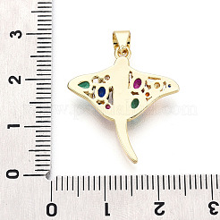 Brass Micro Pave Cubic Zirconia Pendants&nbsp;KK-T080-10G