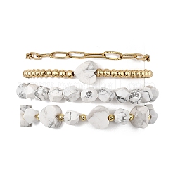 4Pcs 4 Styles Natural Howlite Beads Stretch Bracelets&nbsp;BJEW-JB13873