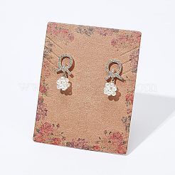 5模様の厚紙製ネックレスイヤリングセットディスプレイカード  長方形  花柄  6.4x5.1x0.02cm  5模様  30個/模様  150個/セット&nbsp;CDIS-FG0001-36