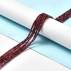 天然石ガーネットビーズ連売り  多面カット  正方形  2.5x2.5x3mm  穴：0.6mm  約158~159個/連  15.31~15.51''（38.9~39.4センチメートル）&nbsp;X-G-B026-09
