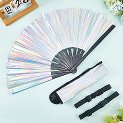 Laser PVC Plastic & Oxford Cloth Fan with Fan Bags&nbsp;AJEW-WH20022-90