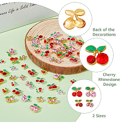 48Pcs 12 Styles Cherry Alloy Rhinestone Cabochons&nbsp;MRMJ-FH0001-29