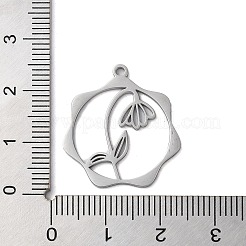 変色しない304ステンレススチールペンダント  花  ステンレス鋼色  23.5x21.5x1mm  穴：1.5mm&nbsp;STAS-P338-01K-P