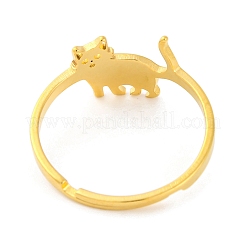 201ステンレススチール製調節可能な女性用リング  動物  猫の形  11mm  内径：18mm&nbsp;RJEW-D082-04D