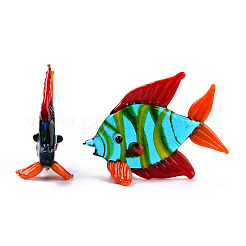 手作りランプワーク家の装飾  ギフト用の3Dフィッシュオーナメント.  ターコイズ  55x22~24x40mm&nbsp;LAMP-T011-41