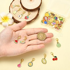 30 個 30 スタイル合金エナメルフルーツペンダント装飾  カニカン付き  ゴールドカラー  ミックスカラー  27~30mm  1個/スタイル&nbsp;HJEW-CJ00095