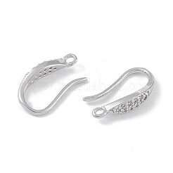 真鍮製マイクロパヴェキュービックジルコニアピアスフック  釣り針  プラチナ  16x8.5x3mm  穴：1mm&nbsp;KK-U008-07P
