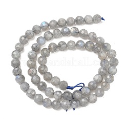 天然石ラブラドライトビーズ連売り  ファセット（128ファセット）  ラウンド  6mm  穴：1mm  約61個/連  14.96インチ（38cm）&nbsp;G-L642-F07-6mm