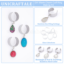 DIY Blank Charm Cuff Ring Making Kit&nbsp;RJEW-AB00006