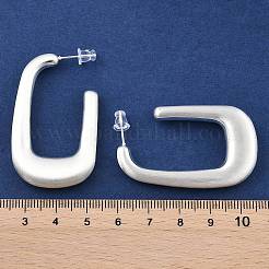 女性用長方形真鍮スタッドピアス  銀  46x27.5x6mm&nbsp;EJEW-U055-22S