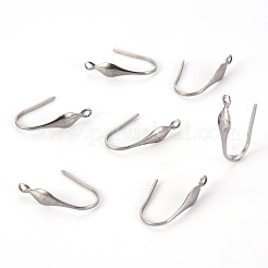 変色しにくい316ステンレススチール製スタッドピアスフック  垂直ループ付き  ステンレス鋼色  19x11x4mm  穴：1.4mm  ピン：1mm&nbsp;X-STAS-Q239-015