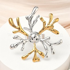 304ステンレススチールカフリング  花  カドミウムフリーと鉛フリー＆ニッケルフリー  ゴールデン·ステンレス鋼色  51.5x49.5mm  usサイズ7 1/4(17.5mm)&nbsp;RJEW-D338-05A-GP