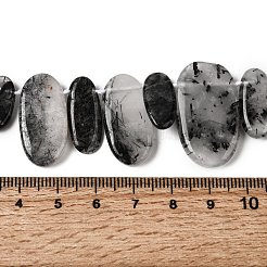 Natural Tourmalinated Quartz/Black Rutilated Quartz Beads Strands&nbsp;G-D365-D02