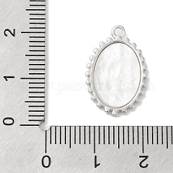 真鍮パヴェシェルペンダント  楕円形、女王のチャーム付き  プラチナメッキ  19.5x13x2~2.5mm  穴：1.5~1.6mm&nbsp;KK-Z073-28P