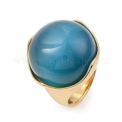 304 Stainless Steel Cat Eyes Finger Rings for Women&nbsp;RJEW-Z143-02G-03