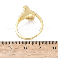 Brass Pave Clear Cubic Zirconia Cuff Rings&nbsp;RJEW-V013-01G
