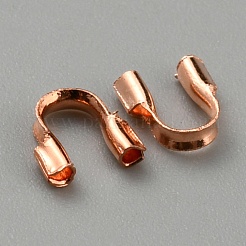 100個の真鍮コードロック  U字型  ローズゴールド  4.5x4x1mm  穴：0.7mm&nbsp;KK-WH0079-84RG
