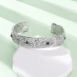 304 Stainless Steel Rhinestone Cuff Bangles for Women&nbsp;BJEW-R026-01P