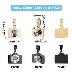 4Pcs 2 Colors 304 Stainless Steel Pave Clear Cubic Zirconia Pendants&nbsp;STAS-UN0036-02