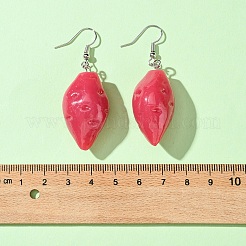 7ペア7スタイルの真鍮ダングルイヤリング  女性用樹脂野菜イヤリング  ミックスカラー  39~57mm  1ペア/スタイル&nbsp;EJEW-FS00035