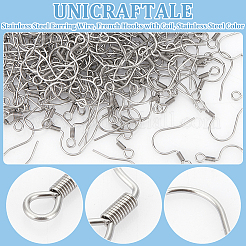 316サージカルステンレススチールイヤリングワイヤー300本  コイル付きフレンチフック  ステンレス鋼色  18x18mm  21ゲージ  ピン：0.7mm  穴：2mm&nbsp;STAS-UN0058-27