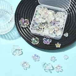 アクリルビーズキャップ70個  花  ミックスカラー  9.5~21.5x9.5~22x2.8~7mm  穴：1.2~1.8mm&nbsp;OACR-FS0002-40