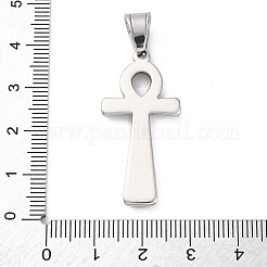 304ステンレスペンダント  アンククロスチャーム  変色防止  ステンレス鋼色  36.5x17.5x3mm  穴：7.4x5.2mm&nbsp;STAS-L286-07P
