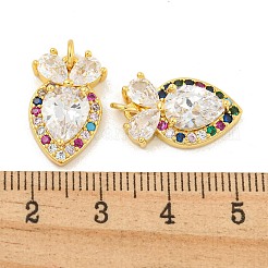 Rack Plating Brass Micro Pave Cubic Zirconia Pendants&nbsp;KK-K341-68G