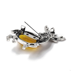 合金製ヘラジカのブローチ  天然の黄瑪瑙入り  アンティークシルバー  49.5x49x14mm&nbsp;JEWB-A021-02AS-06