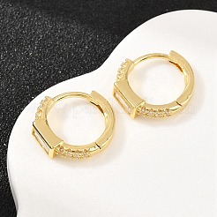 長方形の真鍮マイクロパヴェクリアキュービックジルコニアフープピアス  18KGP本金メッキ  13x14.5x4mm&nbsp;EJEW-D348-05G