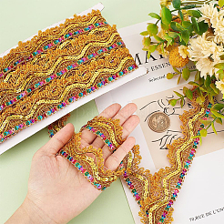 Metallic Polyester Lace Ribbon&nbsp;OCOR-WH0077-66B