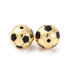 真鍮ビーズ  エナメル  長持ちメッキ  ラックめっき  鉛フリー＆カドミウムフリー  サッカー  18KGP本金メッキ  10mm  穴：1.2mm&nbsp;KK-H002-02C-G-RS