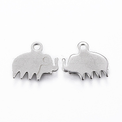 変色しにくい304ステンレススチールチャーム  空白タグのスタンプ  象  ステンレス鋼色  10x12x0.8mm  穴：1.2mm&nbsp;STAS-H422-08P