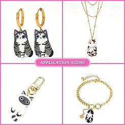 30個15スタイルアクリルパーツ  猫のテーマ  ミックスカラー  35~40x20~23x2.2mm  穴：1.5~1.8mm  2個/スタイル&nbsp;OACR-YW0002-64