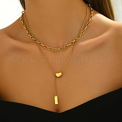 201 Stainless Steel Double-Layer Y-Shaped Necklaces for Women's Party Music Festival&nbsp;OH0726