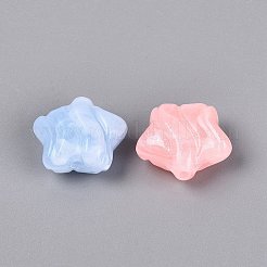 光沢のあるツートンカラーの透明アクリルビーズ  テクスチャードスター  暗闇で光る  グリッターパウダー付き  ミックスカラー  19x19.5x9.5mm  穴：2mm  約270個/500g&nbsp;OACR-Q199-43