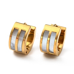 ナチュラル シェル レクタングル チャンキー フープ ピアス  女性用304ステンレスジュエリー  ゴールドカラー  7x13.5mm  ピン：1mm&nbsp;EJEW-G292-23G