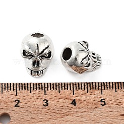 チベット風合金ビーズ  カドミウムフリー＆鉛フリー  スカル  アンティークシルバー  15x12x11mm  穴：4.5mm  約254個/1000g&nbsp;FIND-Q094-12A-AS