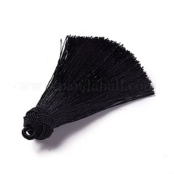 ナイロンタッセルペンダント  ブラック  70~72x17~18mm  穴：3~4mm&nbsp;X-FIND-I009-C16