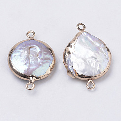 Plated Natural Baroque Pearl Keshi Pearl Links connectors&nbsp;PEAR-S012-02G