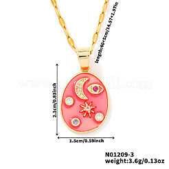 Fashionable Women's Star Moon Oval Brass Enamel Pendant Necklaces&nbsp;LO5059-3