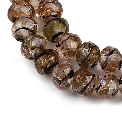 Handmade Gold Sand Lampwork Beads Strands&nbsp;LAMP-T007-13F