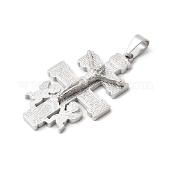 304ステンレスペンダント  宗教 イエス 十字架 チャーム  変色しない  ステンレス鋼色  49x29x6mm  穴：8x5mm&nbsp;STAS-G378-04P