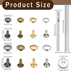 320 Sets 4 Colors 2 Sizes Iron Semi-Tublar Collision Rivets Kits&nbsp;DIY-WH0304-489