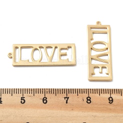 真鍮チャーム  18KGP本金メッキ  長持ちメッキ  言葉  32x11.5x1mm  穴：1.2mm&nbsp;KK-V003-01B