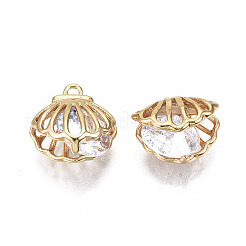 Brass Clear Cubic Zirconia Charms&nbsp;KK-T056-84G-NF